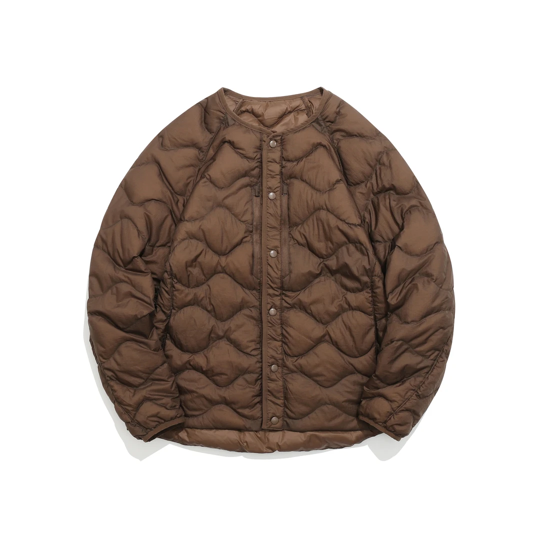 REKNAT轻薄保暖便携带杜邦三防围脖波浪纹无领羽绒服Y3261