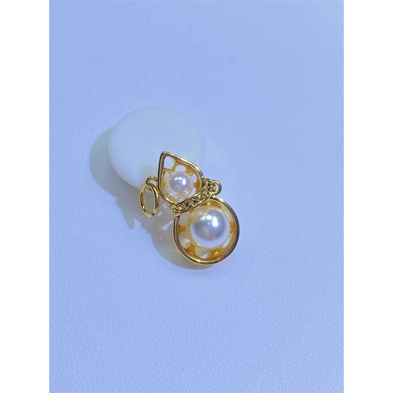 铜合金仿珍珠吊坠 3169时尚轻奢设计款气质百搭镂空珠珠葫芦吊坠