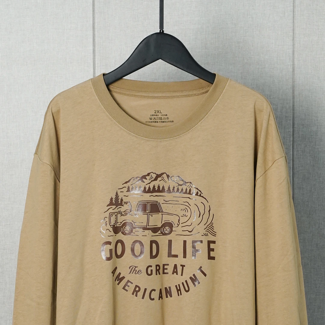 纯棉印花圆领长袖