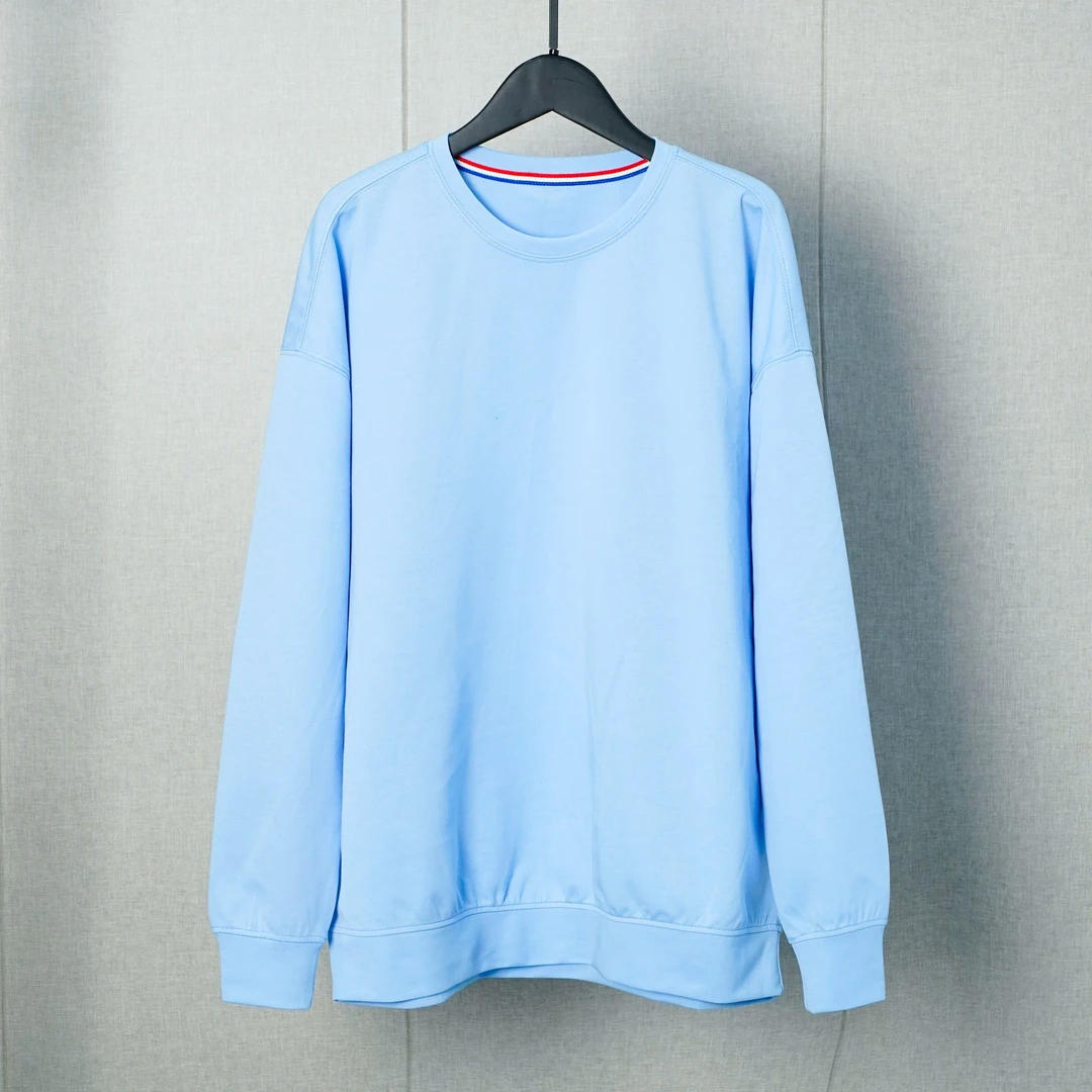 蓝色高棉净版圆领卫衣