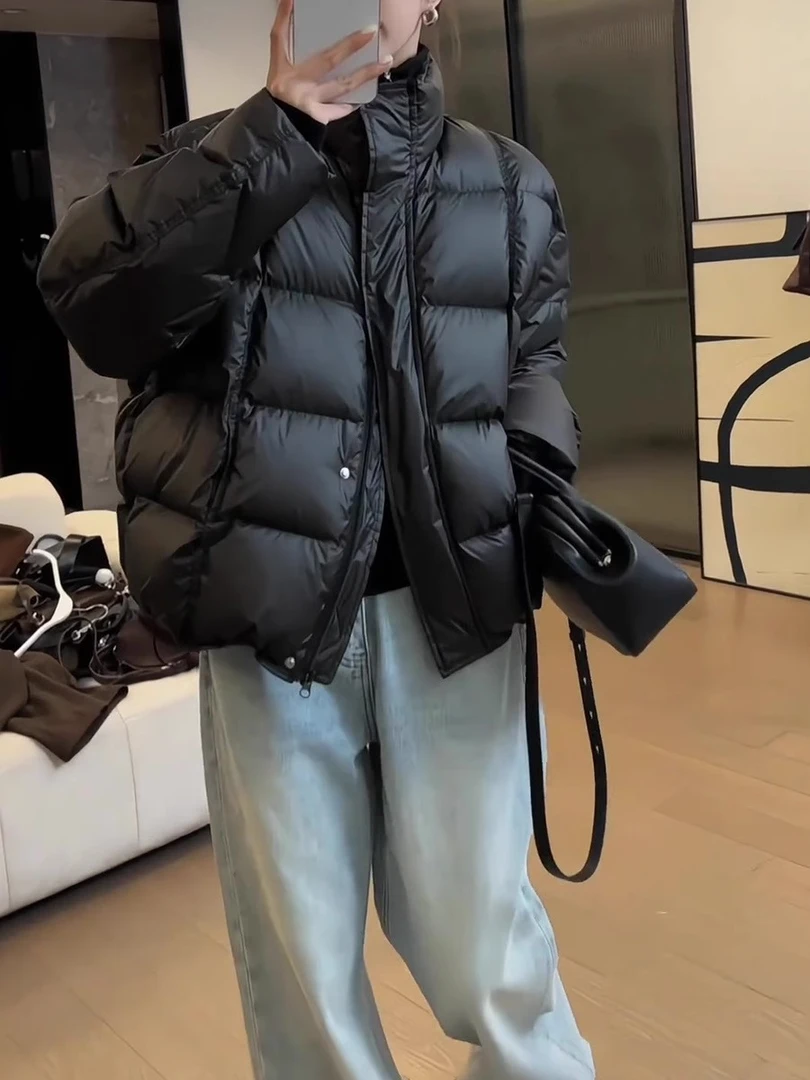 2024冬季新款大码女装加厚羽绒服胖妹妹显瘦遮肉设计感短款外套
