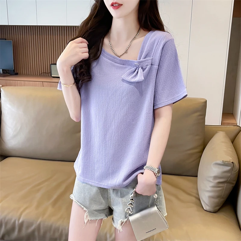 2024夏季新款短款韩版女装短袖T恤小众设计感百搭时尚上衣打底衫