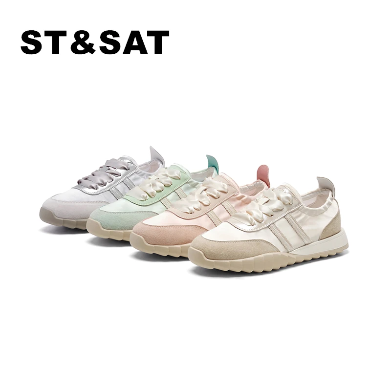 星期六德训鞋女2025年夏季新款芭蕾风百搭休闲低帮轻便系带运动鞋