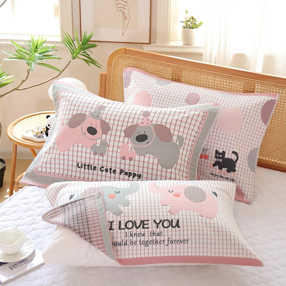 高密纯棉纱布枕巾一对装柔软透气吸汗枕头巾家用单人全棉盖巾高档