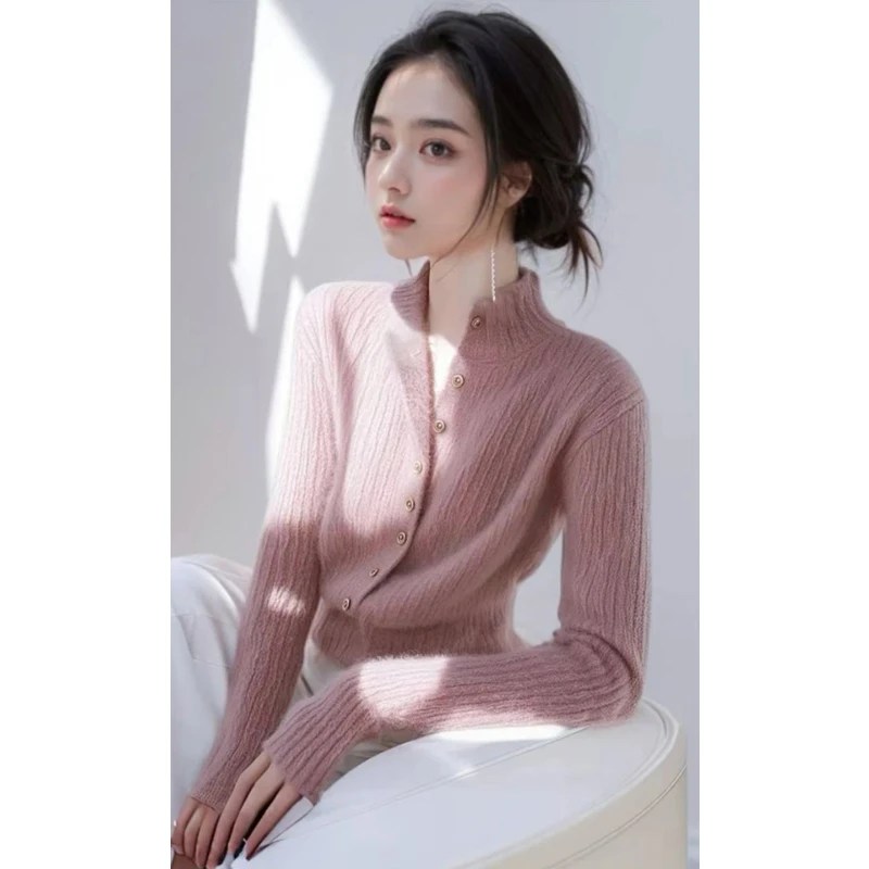 冬季爆款小众不撞款粉色打底衫毛衣女收腰显瘦超好看上衣