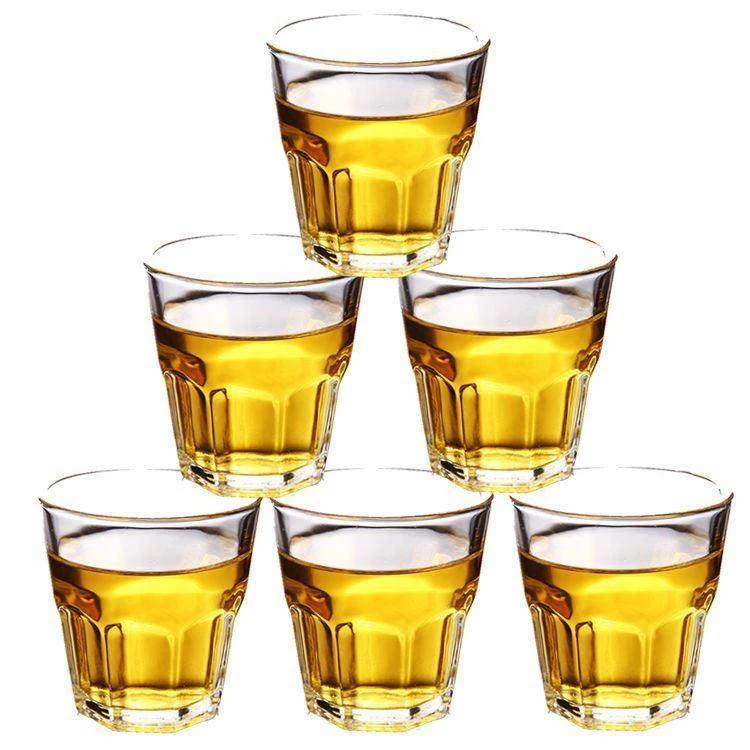 无铅玻璃啤酒杯家用钢化玻璃杯喝酒杯KTV酒吧八角杯白酒杯茶水杯