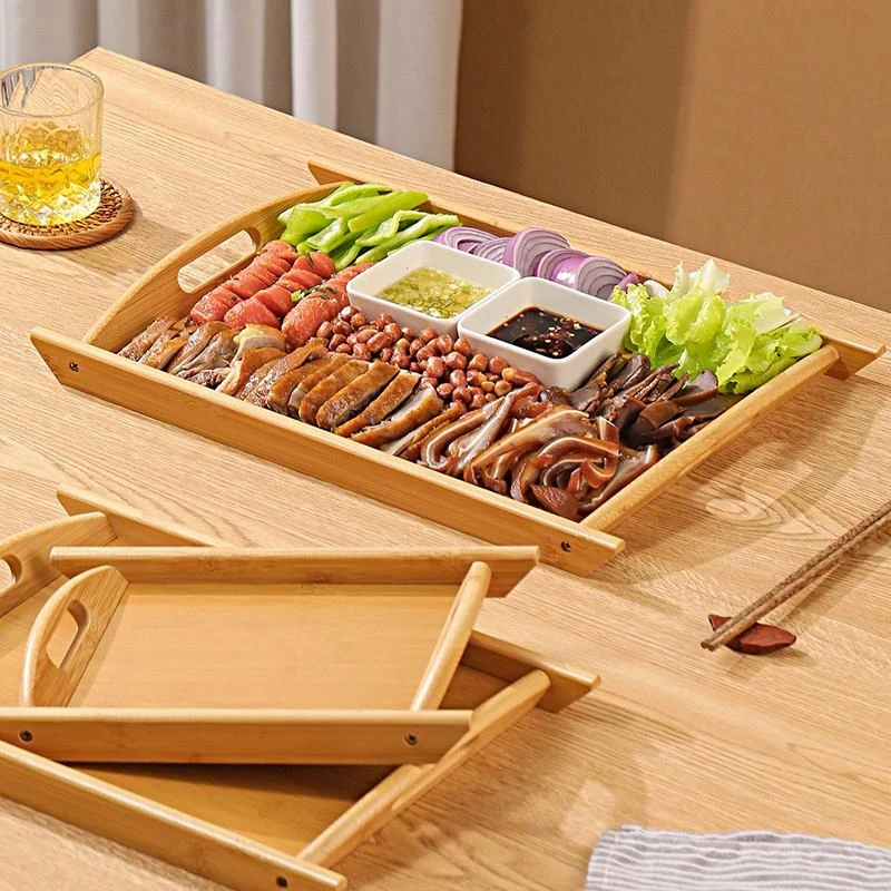 无敌下酒菜羊排盘子手把肉托盘木质长方形蘸酱菜羊腿熏酱竹子托盘