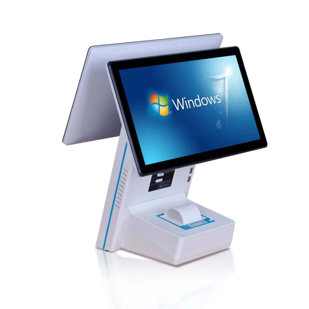 佰瑞特Windows收银机超市便利店自助收银双屏白色款