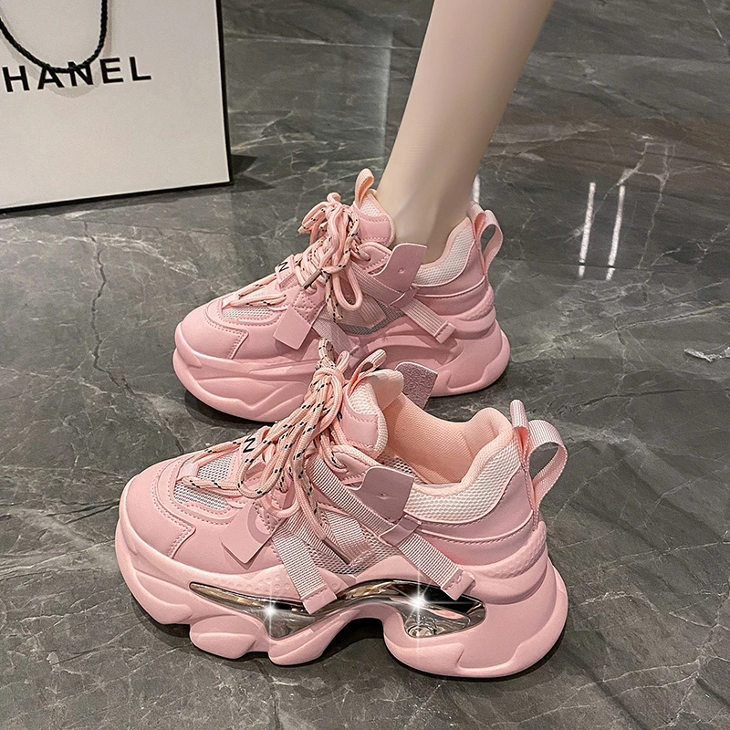 他程百丽老爹鞋女款2023新款小个子厚底粉色炸街百搭泫雅风鞋子休