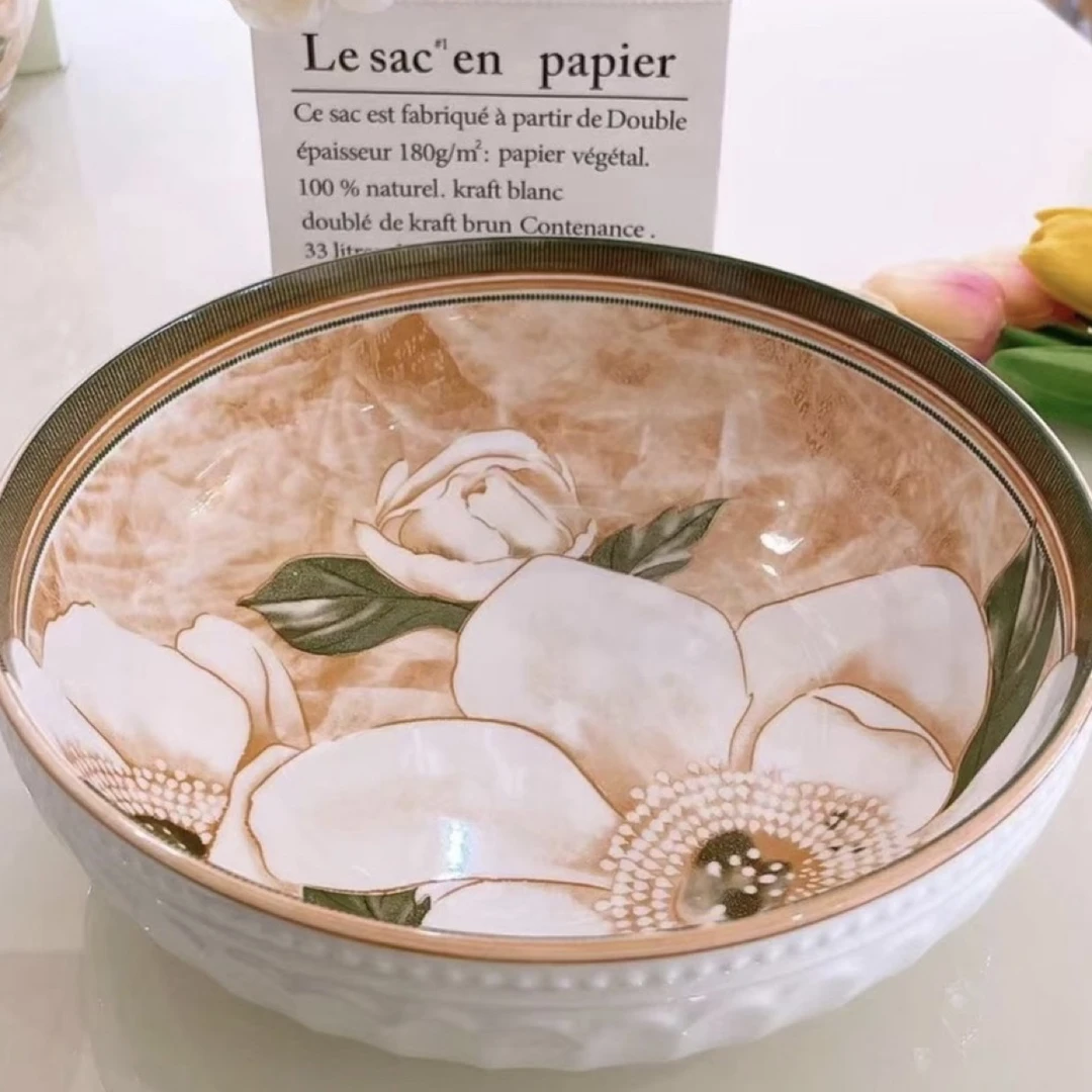 【粉丝福利】嘉悦松加厚9英寸山茶花浮雕汤碗一个