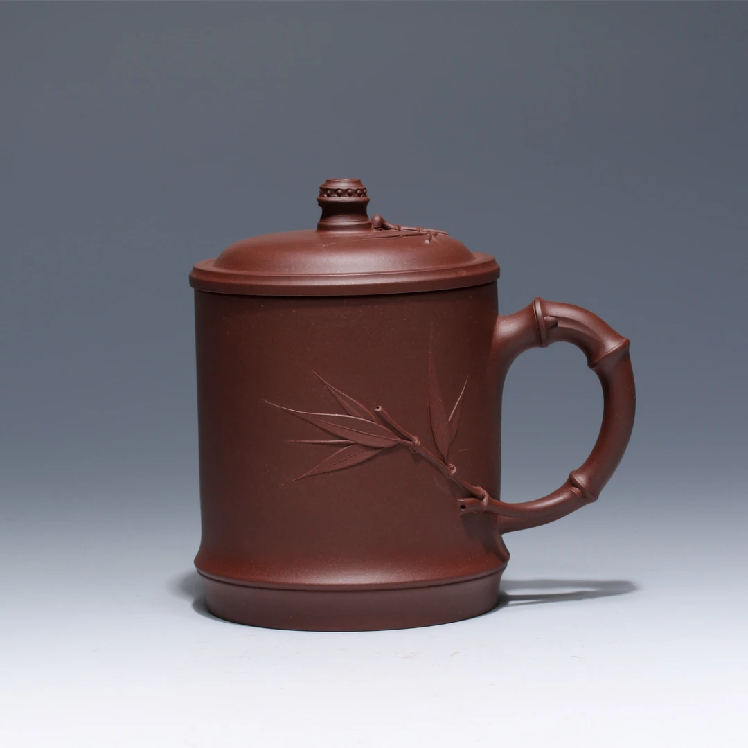 黄龙山原矿底槽清手工竹节盖杯茶杯竹节杯紫砂杯450毫升
