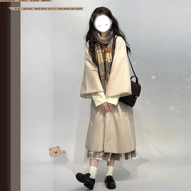 原创汉服女 红袖添香 对襟毛呢长褙子马面裙改良汉元素日常