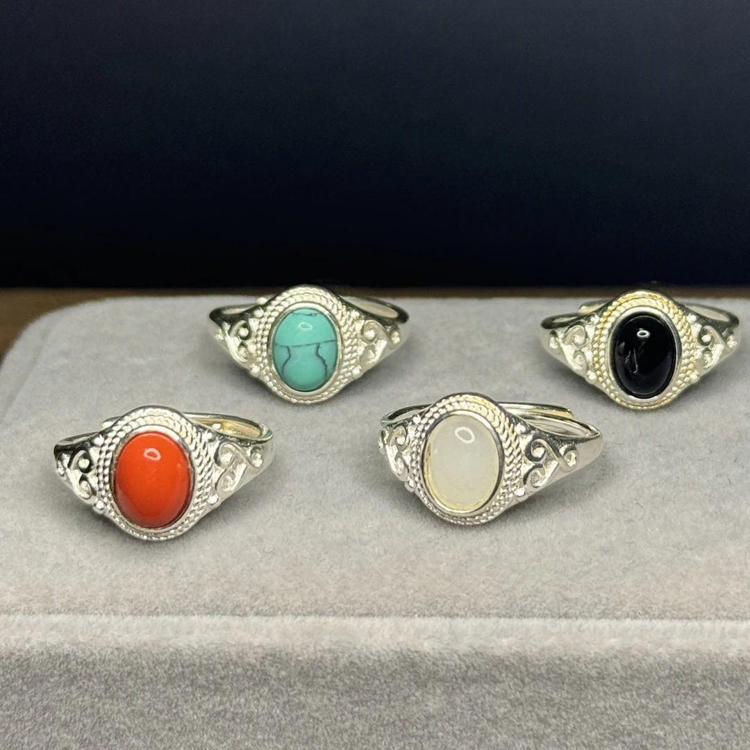 925银银制品 亮银八字边戒指