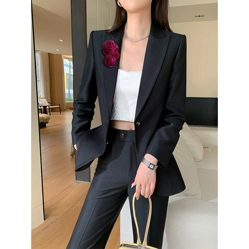 【高端轻奢】黑色西装套装女新款气质通勤职业修身正式场合西服套装