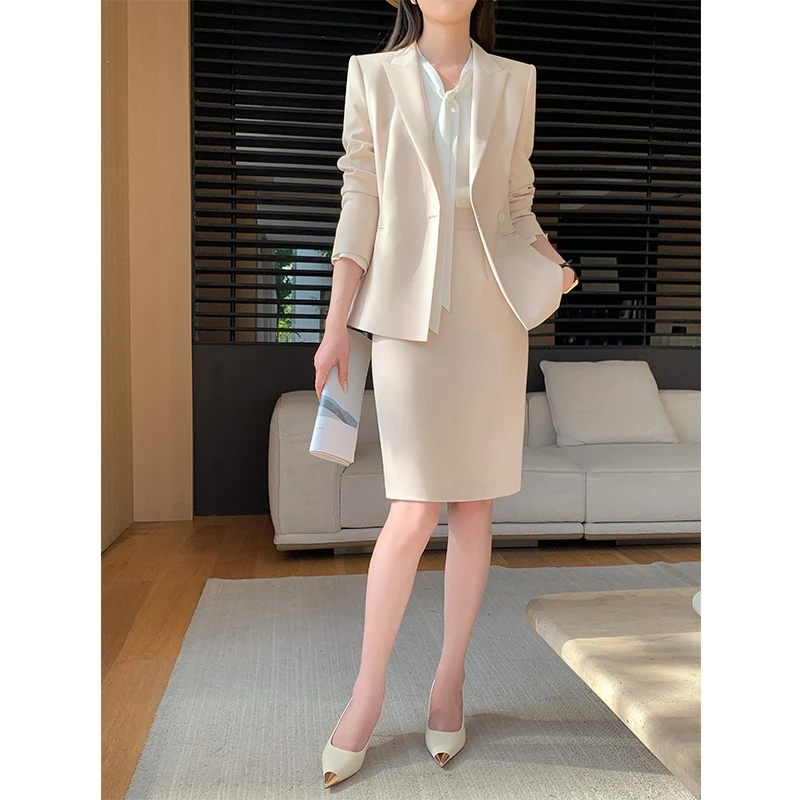 2024秋季新款米白色公主空姐前台职业装气质女神范高端时尚套装