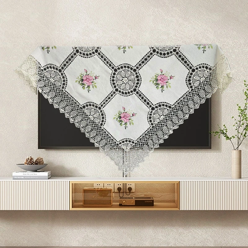 409-7【130*130cm】十字绣手工钩针盖巾电视防尘盖巾正方形盖布