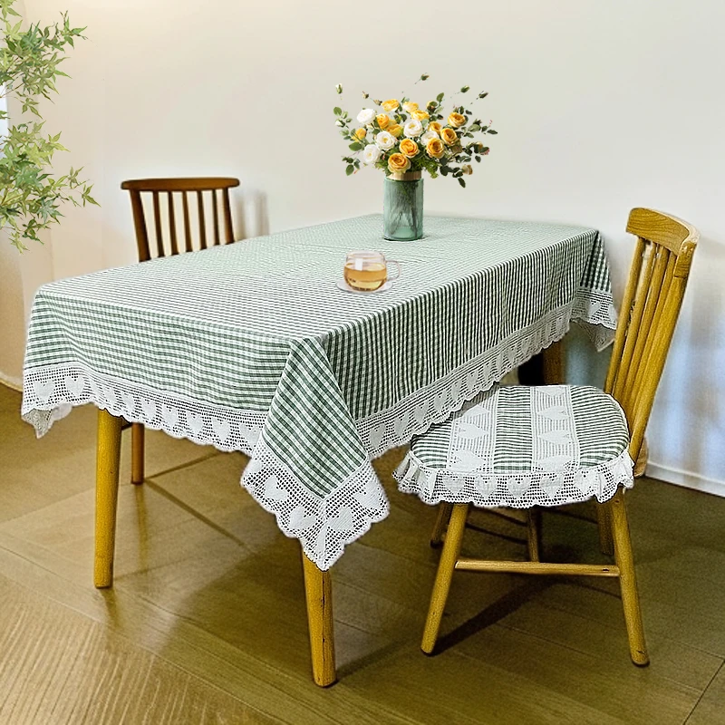 2468-2【130*180cm】小清新棉麻格子色织布餐桌布复古茶几盖巾