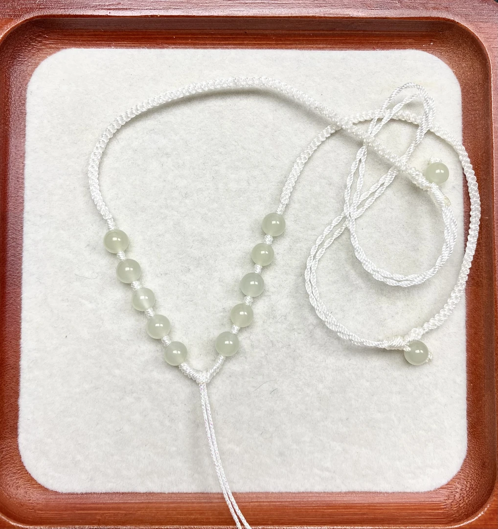 暖白和田玉手工半珠链6mm珠径