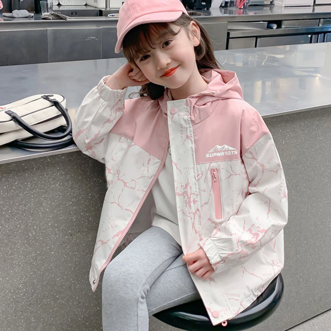 女童外套春秋款2025新款儿童洋气秋装夹克上衣女孩运动网红冲锋衣