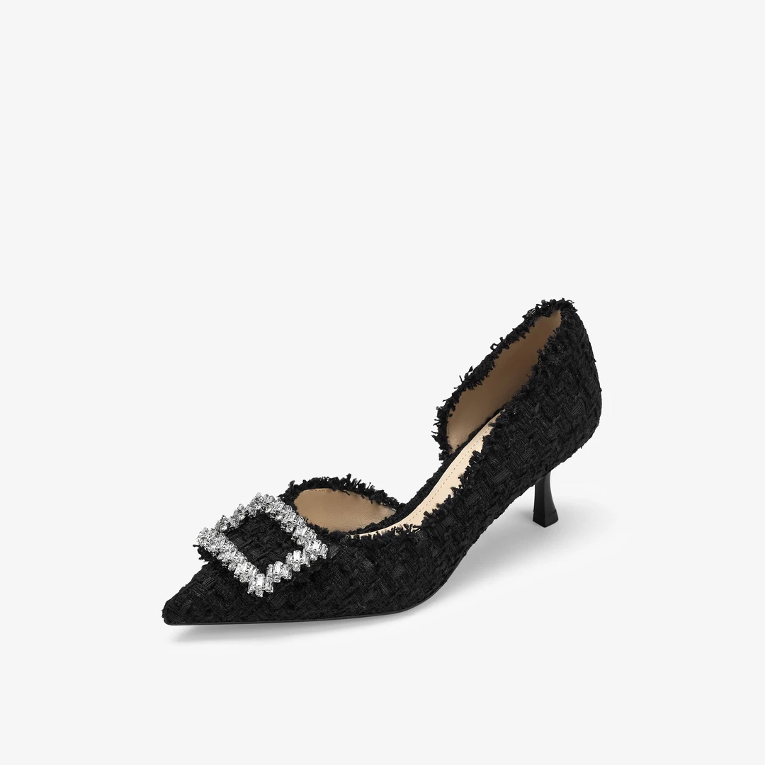 73hours女鞋微醺日2024秋季新款小香风高跟鞋女千金鞋子名媛风