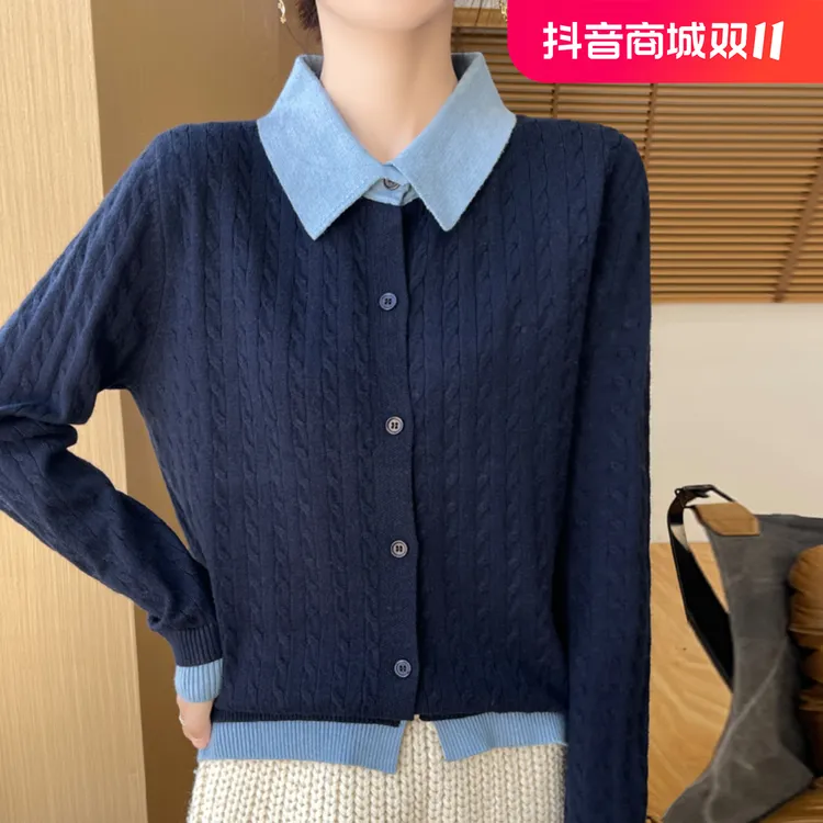 【宝藏衣橱】假两件针织衫打底衫小衫妈妈女装24新上衣时髦毛衣8899