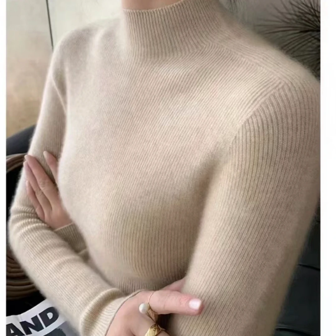 【一线成衣全无缝】半高毛衣女半高领打底衫休闲修身显瘦内搭-20003