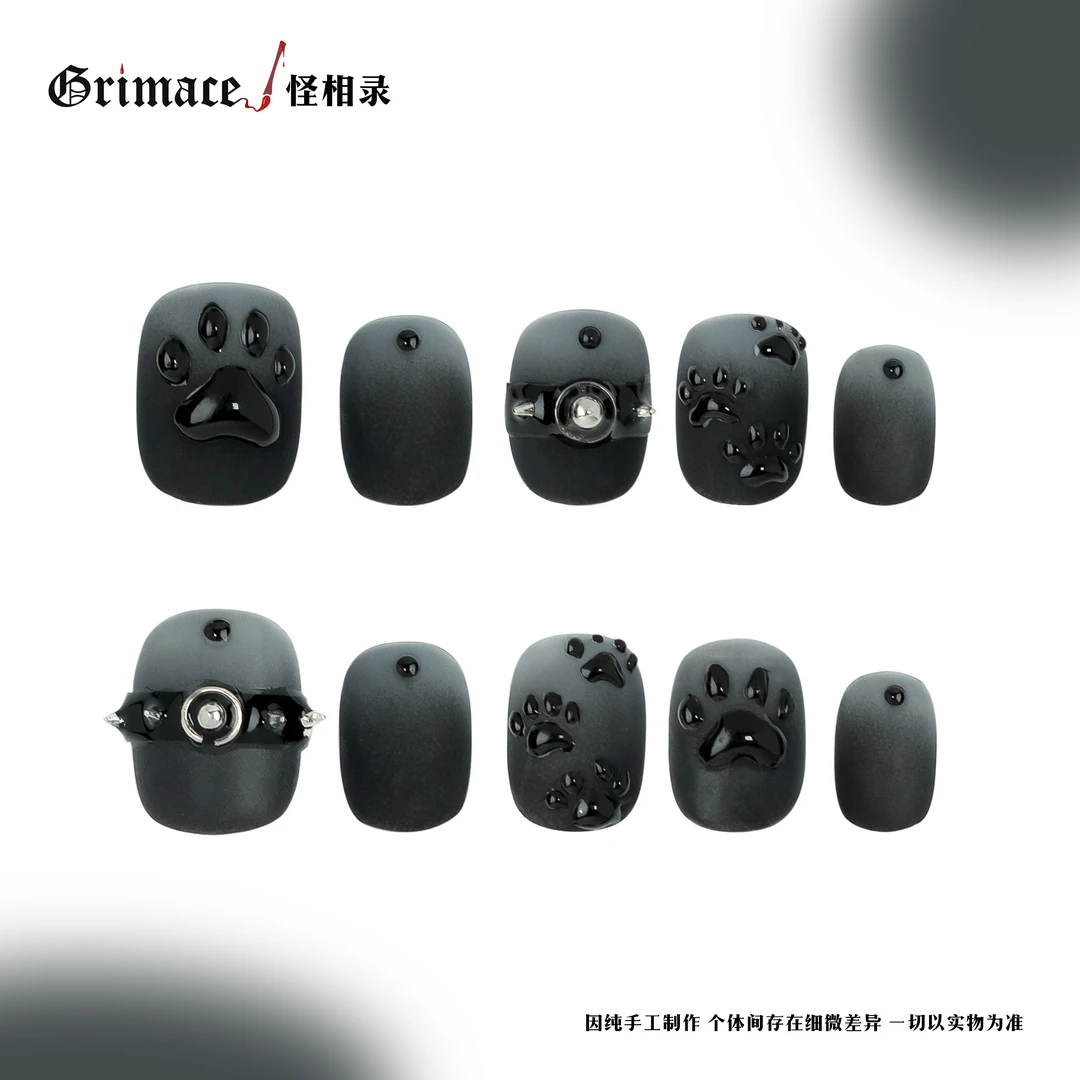 【小黑犬】怪相录纯手工穿戴式美甲/中性风穿戴式甲短款