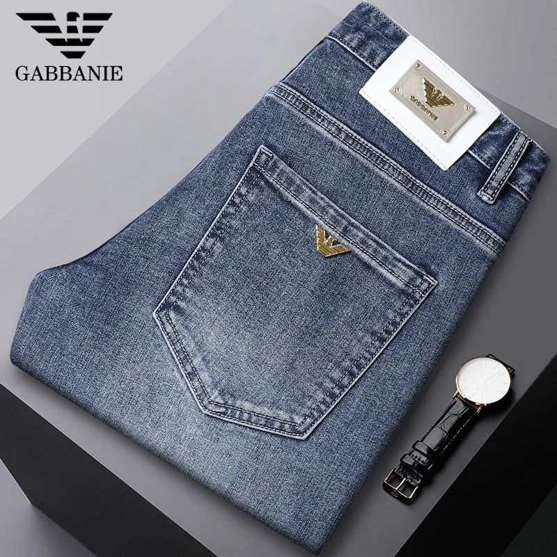 男士GABBANIE牛仔裤男春秋款青年韩版品牌男装长裤子弹力修身小脚