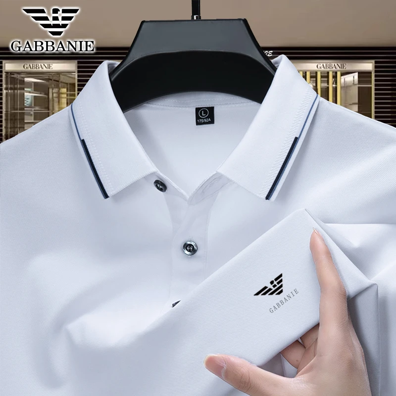 【海外撤柜】意大利轻奢夏季薄款中年休闲短袖T恤男士桑蚕丝POLO衫