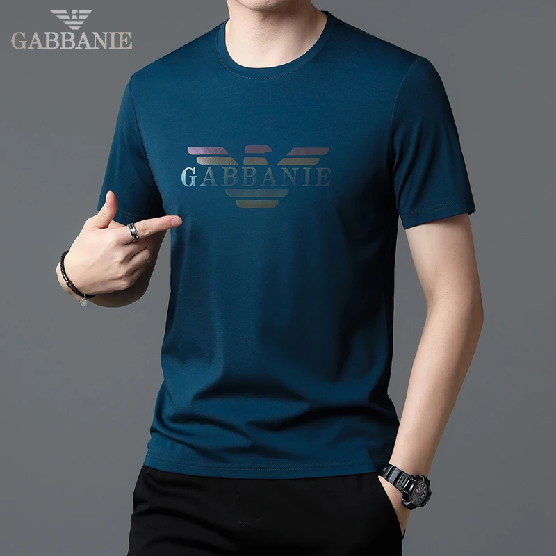 GABBANIE专柜正品2024夏季男士新款高档大码上衣休闲圆领短袖T恤