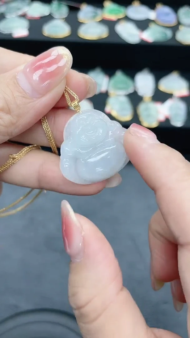 【闪购商品】翡翠吊坠(不含链)18K金镶嵌天然翡翠a货099