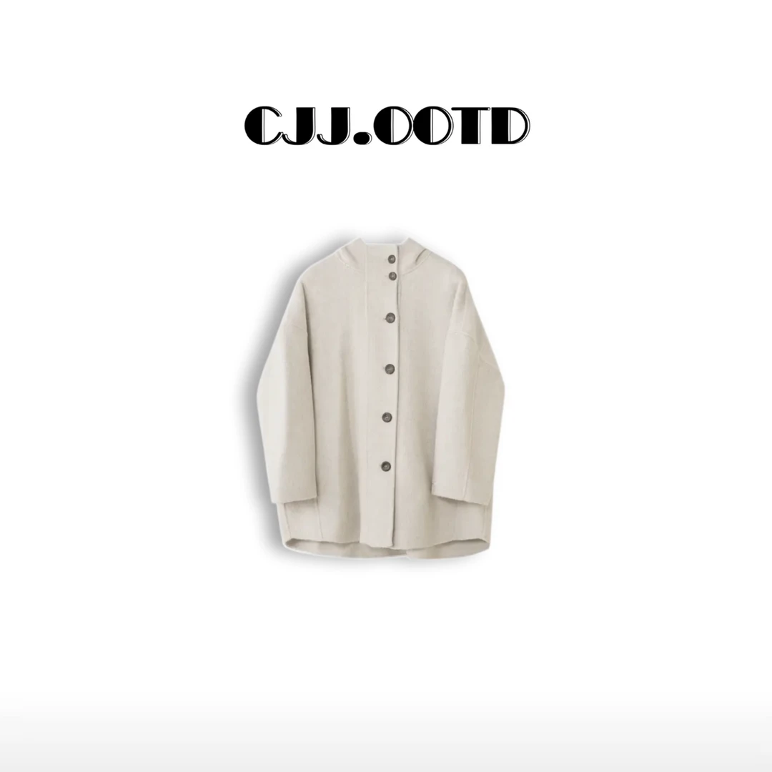 【CJJ.OOTD】2024高品质连帽休闲时尚气质百搭羊毛大衣外套24058