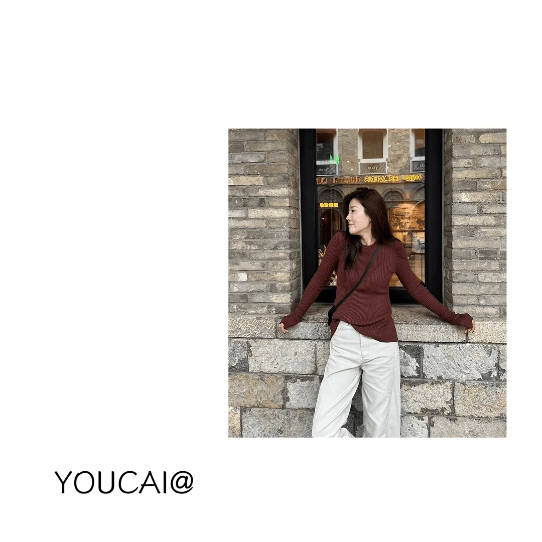 NO退！复古砖红露背针织长袖