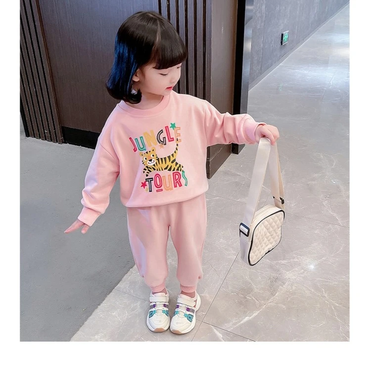 （现货）5628（中性款现）洋气网红时尚潮童英文卡通加绒卫衣套装