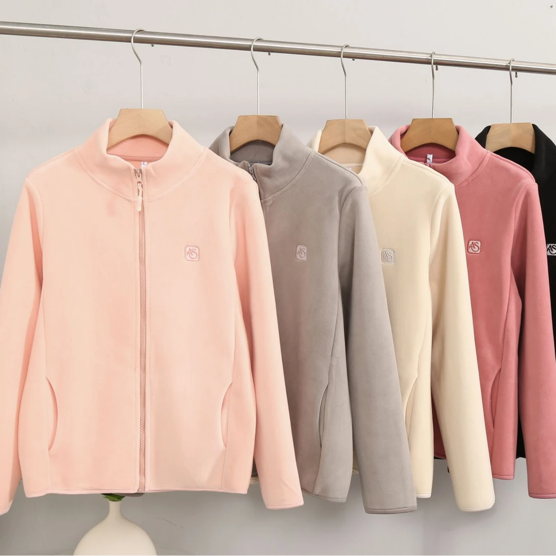 双面复合奥粒绒云感加绒外套保暖衣拉链防风绒衫加厚立领保暖上衣