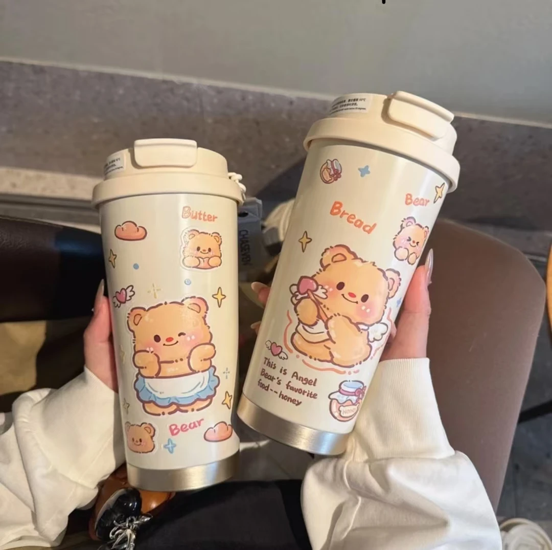 蜡笔小新保温杯吸管水杯大容量高颜值学生水杯子不锈钢双饮  丫