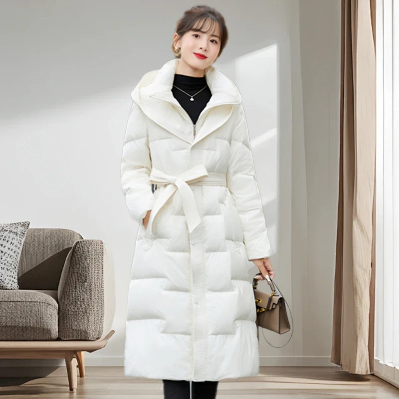 羽绒服女款高端洋气女中长款冬季鸭绒高端洋气保暖女士显瘦时尚