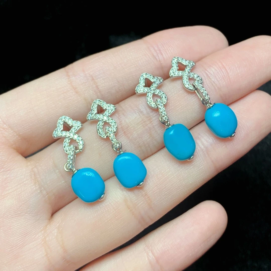 灵韵之星【诗悦珠宝】19 LSY1922-S925银绿松耳钉-多样性发一件随形