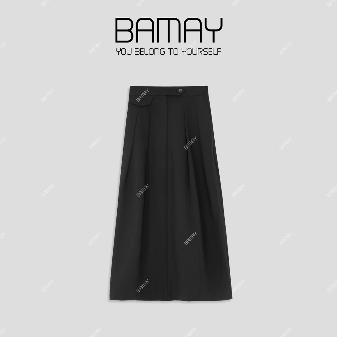 【BAMAY】"倪妮同款"气质百搭绵羊毛休闲百搭半身裙'BM243BQ113D