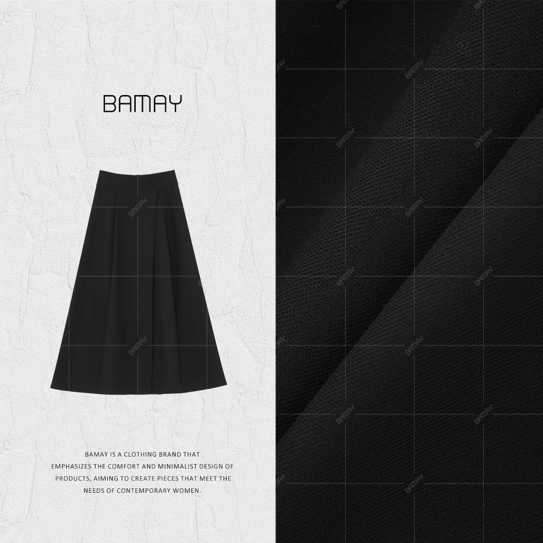 【BAMAY】【赫本裙】2024新品休闲百搭高腰显瘦A字半身裙BM243BQ123D