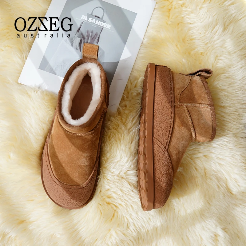 OZZEG澳泽格2023新款加绒加厚保暖皮毛一体百搭时尚雪地棉23DY02