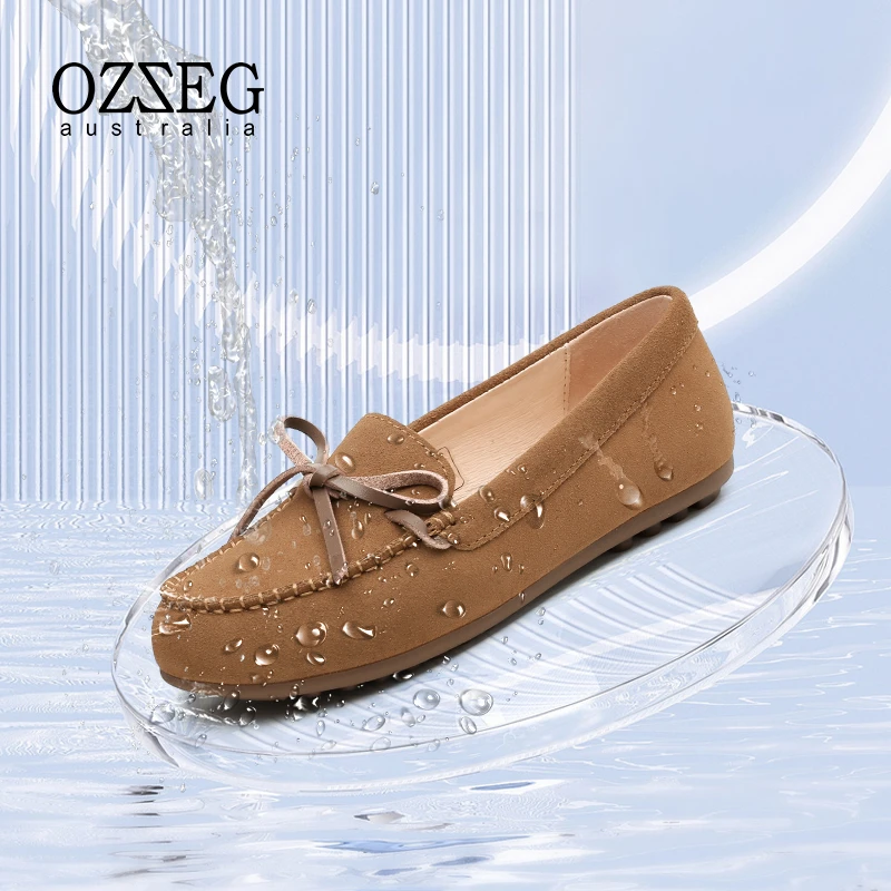 OZZEG澳泽格一脚蹬软底豆豆鞋春秋真皮百搭气质乐福鞋女ZN4858