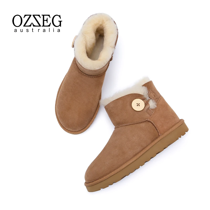 OZZEG澳泽格2023新款加绒皮毛一体保暖百搭中筒平底时尚MT6422