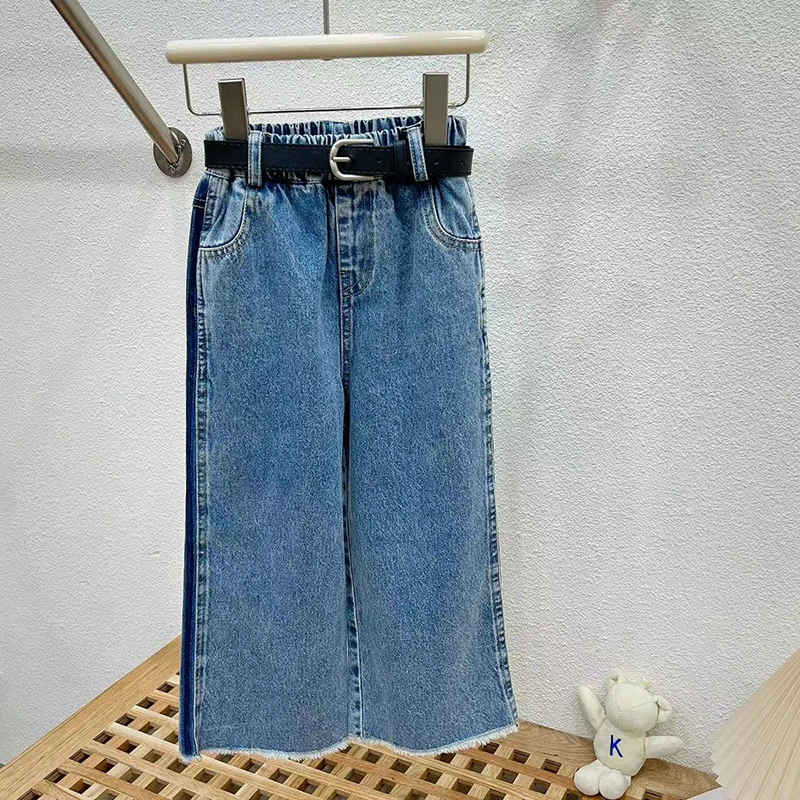 女童牛仔裤2025新款春秋装阔腿裤洋气儿童中大童直筒宽松秋季裤子