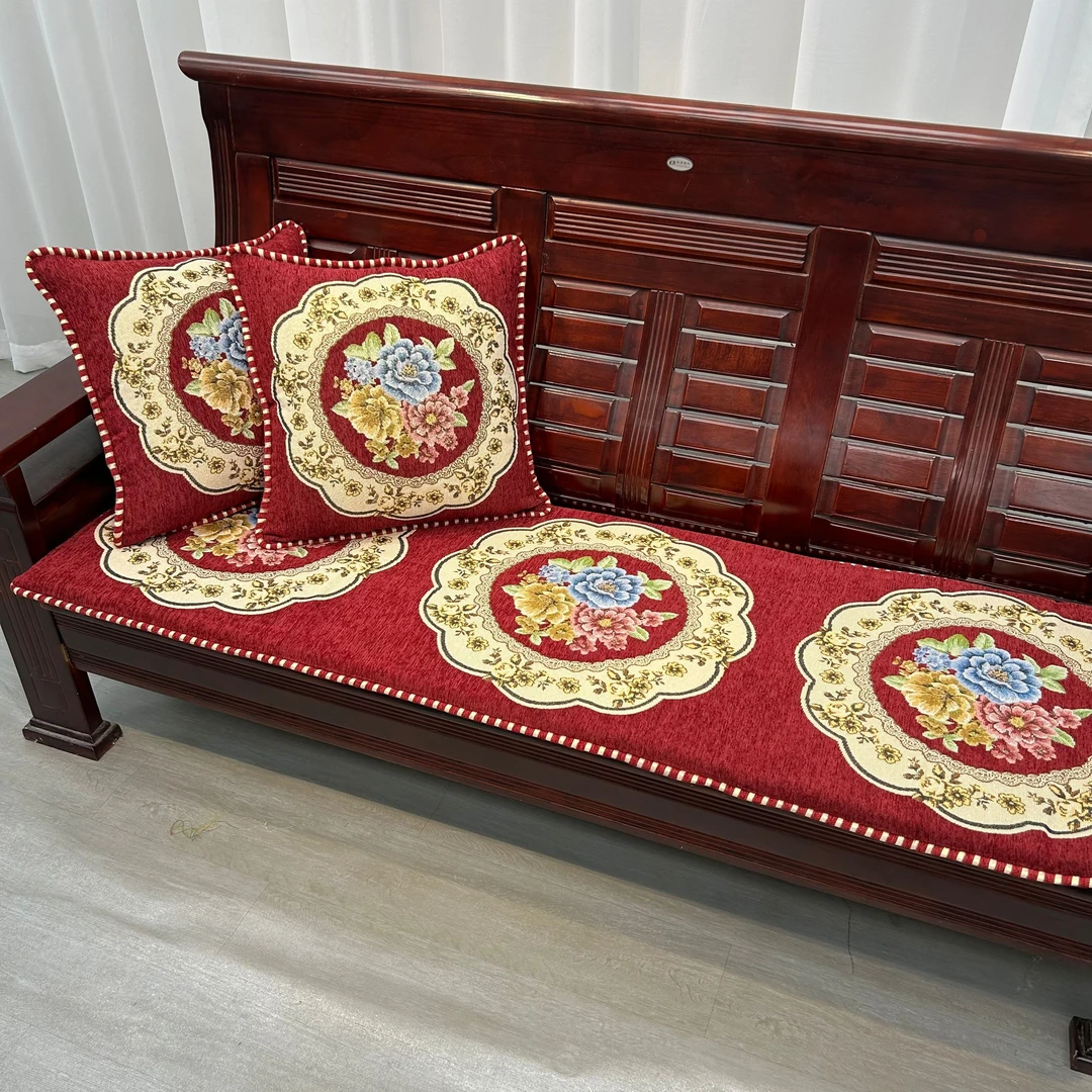 红木沙发垫老式加厚欧式沙发靠垫防滑春秋椅椅垫欧式雪尼尔沙发垫