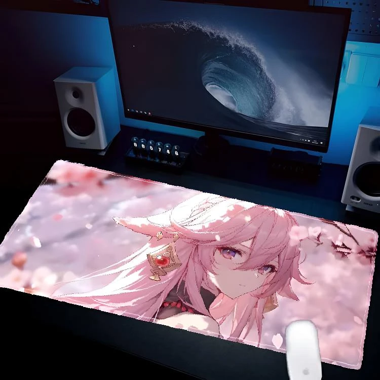 原神鼠标垫超大二次元电竞男生桌垫八重神子周边禁欲系电脑键盘垫