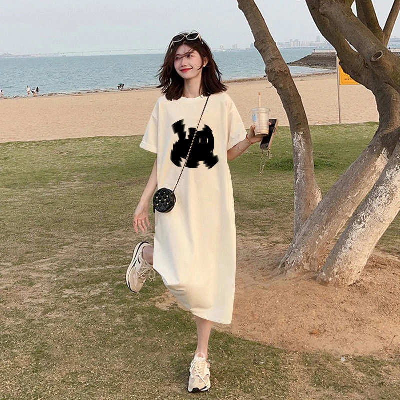 短袖连衣裙女装夏季胖mm大码显瘦纯棉长袖连衣裙大码mm显瘦遮肉