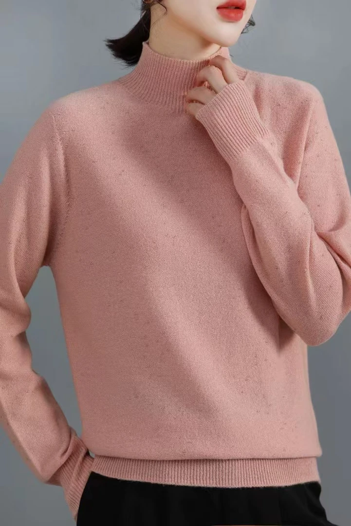 【大润】全羊毛一线成衣金豆中领针织衫6167