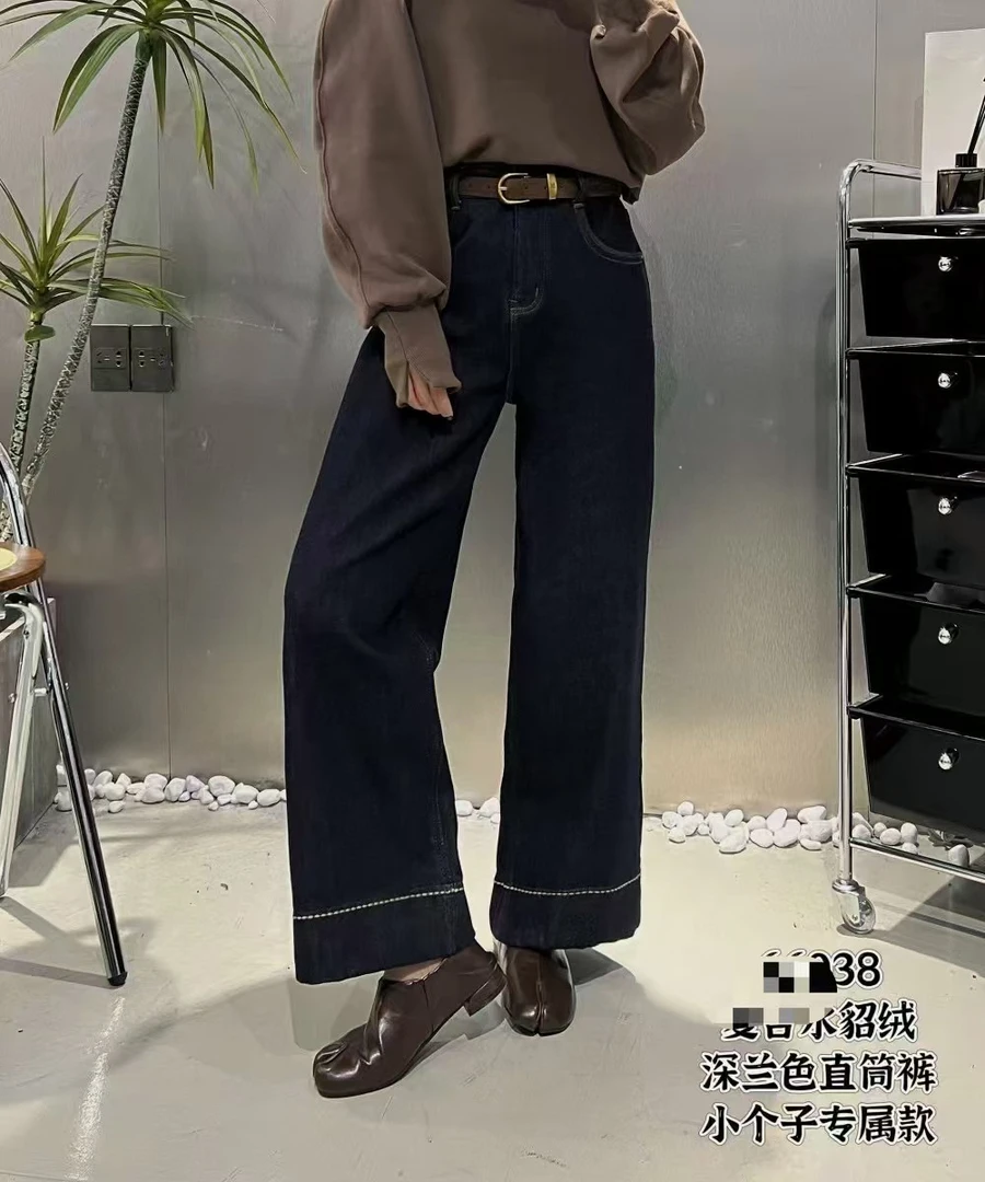 【大润】复合水貂绒深兰直筒牛仔裤（小个子专属款）038