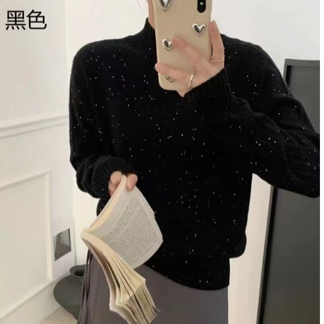 【大润】全羊毛亮片中领高端羊毛衫